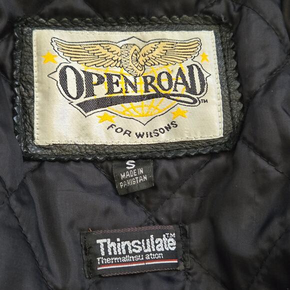 Open Road Leather Jacket Size S Wilson's Black Leather Motorcycle Style 13851 - Picture 10 of 16